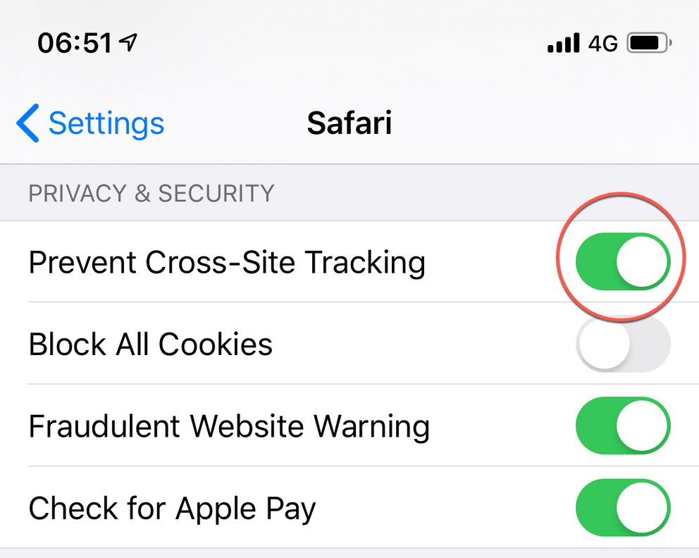 Prevent Cross-Site Tracking in Safari