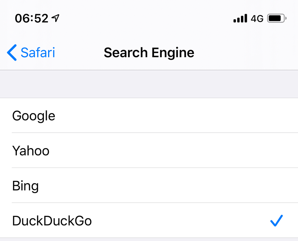 DuckDuckGo as the default Search Engine for Safari